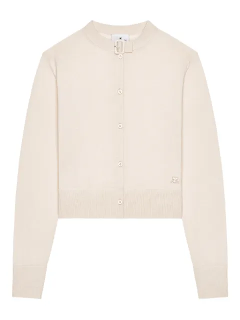 Courrèges buckle-detail button cardigan Neutrals 126MGI045FI0071