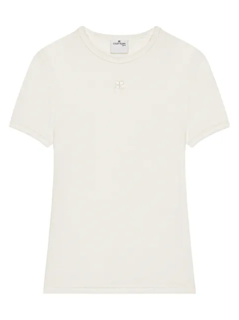 Courrèges logo-embroidered T-shirt Neutrals 126JTS239JS0264