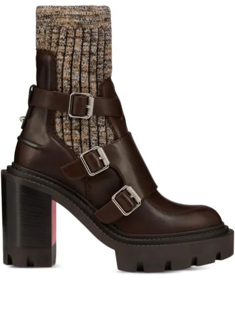 Christian Louboutin Cortinetta College buckled heeled ankle boots Brown 32507097188
