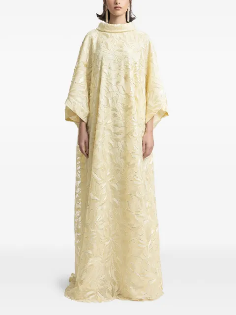 Gemy Maalouf mock-neck embroidered maxi dress Yellow EDCP252033KF