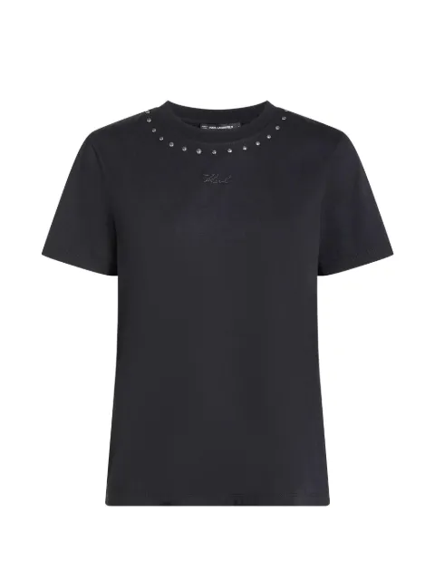 Karl Lagerfeld stud-embellished crew-neck T-shirt Black B1W17088999