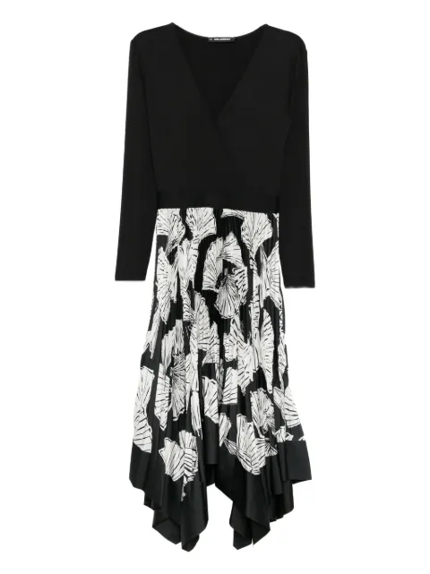 Karl Lagerfeld floral pleated dress Black B1W13006999