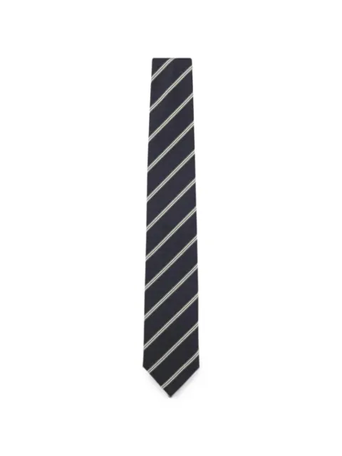 BOSS diagonal-stripe silk tie Green 50555934
