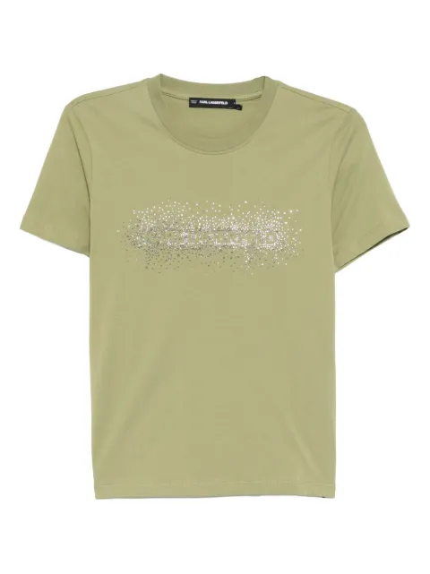 Karl Lagerfeld rhinestone-embellishment crew-neck T-shirt Green B1W170302FK
