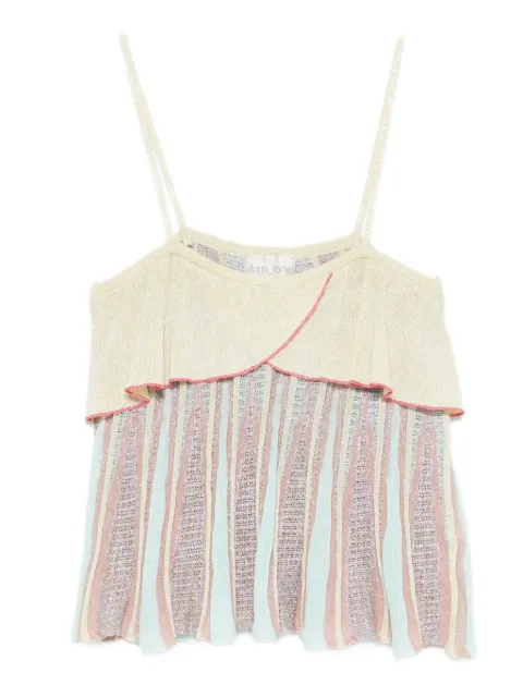 Forte Forte ruffled striped top Neutrals 14941MYTOP