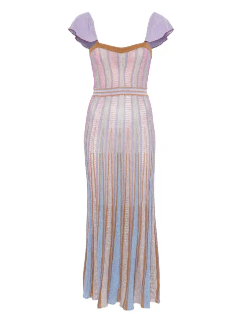 Forte Forte ruffled-sleeves striped maxi dress Purple 14940MYDRESS