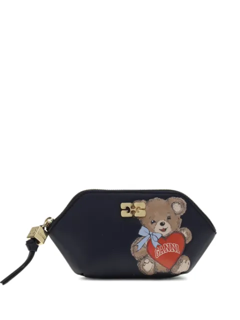 GANNI Bou bear-print coin purse Black B3010116