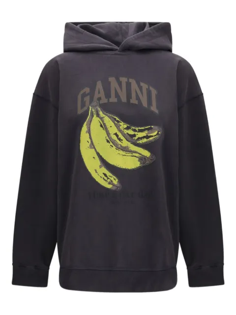 GANNI banana-print hoodie Grey A1060025