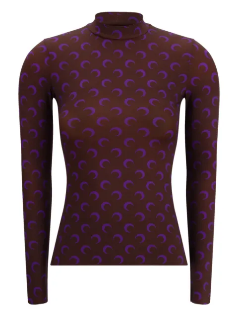 Marine Serre recycled moon jersey Second Skin highneck top Brown WTS005ACJER0001