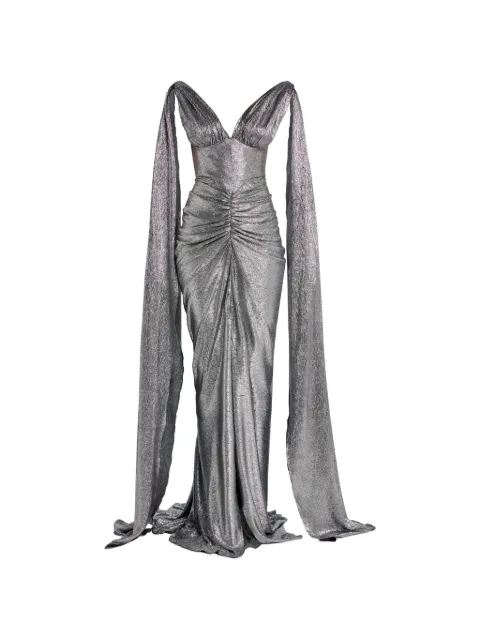 Rhea Costa V-neck capelet dress Silver 23215DLGPS26