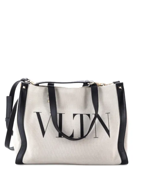 Valentino Garavani Pre-Owned Grande Plage VLTN Canvas Small tote bag Black 88F72TG6EV265PAH