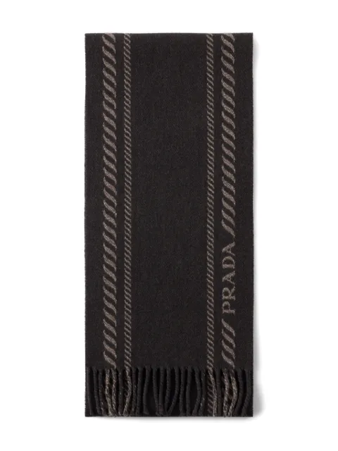 Prada logo-embroidered scarf Brown 2FS1142HJ5