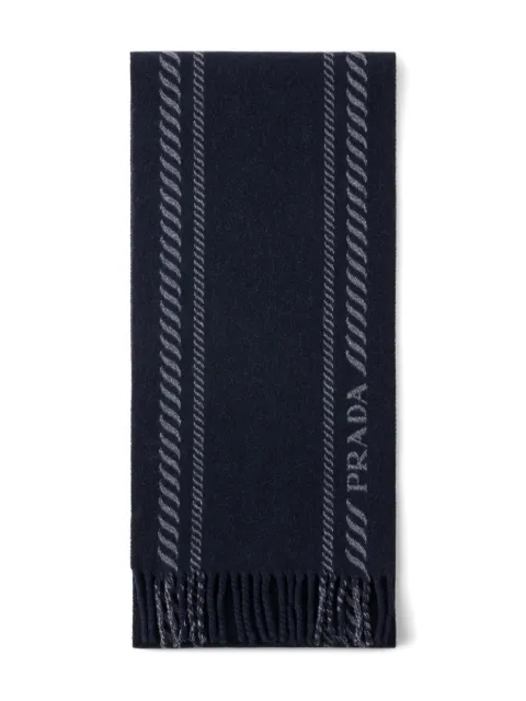 Prada fringe-detail scarf Blue 2FS1142HJ5