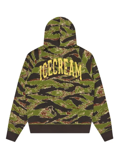 ICECREAM Smiley Tiger camo-printed hoodie Green IC25427CAMO