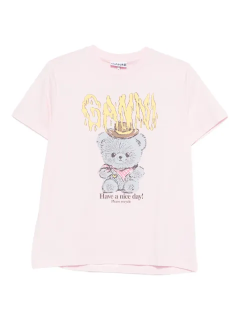 GANNI Teddy cotton jersey T-shirt Pink A1050074