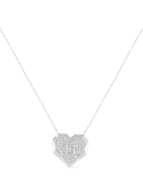 LB Exclusive 14K white gold diamond heart-pendant necklace Silver PN16832W