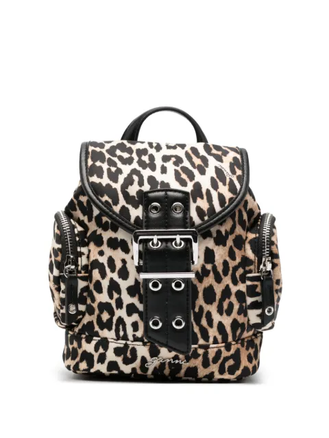 GANNI mini leopard-print Backpack Neutrals B2010008
