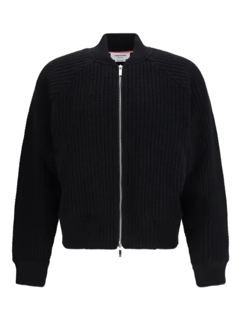 Thom Browne wool waffle raglan 4-Bar bomber jacket Black MJT549A05396