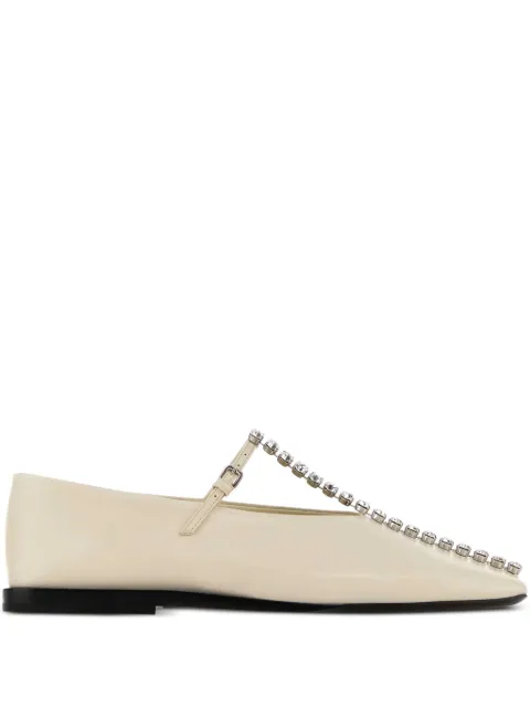 Jil Sander crystal-embellished leather ballerinas Neutrals J15WZ0034P7588