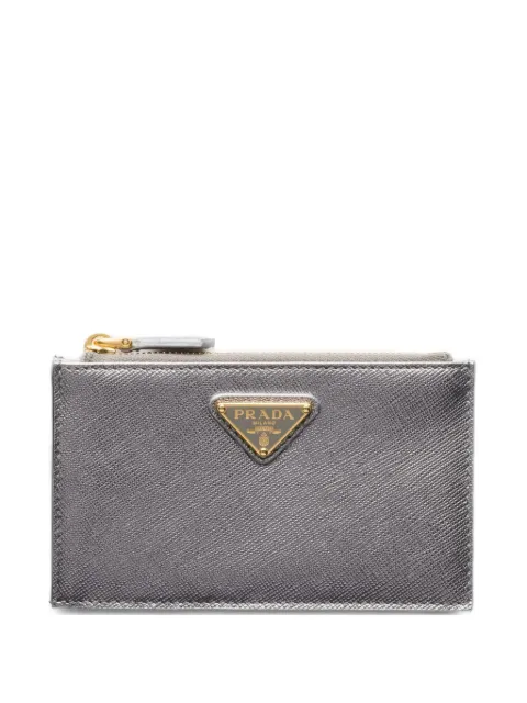 Prada triangle-logo leather card holder Grey 1MC086QHH