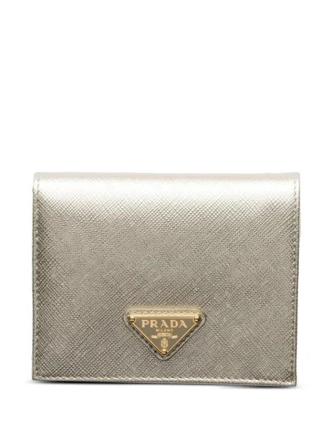 Prada small triangle-logo leather wallet Gold 1MV204QHH