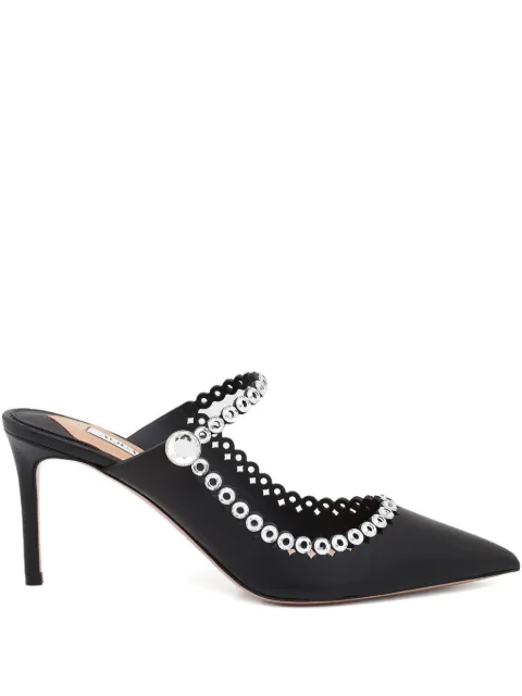 Aquazzura 80mm Carnaval pointed strap mules Black FCYMIDM0NAP000