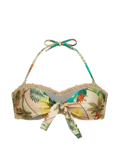 Del Maar tropical-print crochet-knit bikini top Neutrals DMAL62TOP