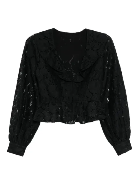 Cynthia Rowley V-neck lace blouse Black 25F1TP24LA