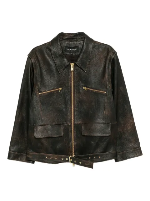 Cynthia Rowley belted leather jacket Brown 25F1JK03LE