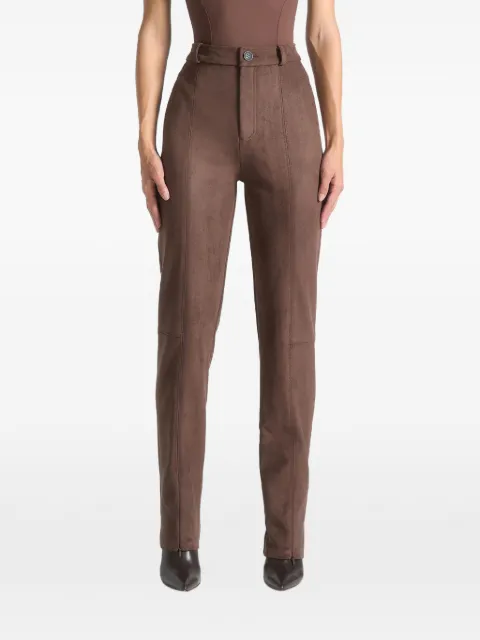 Manière De Voir suede straight leg trousers Brown WMN3926