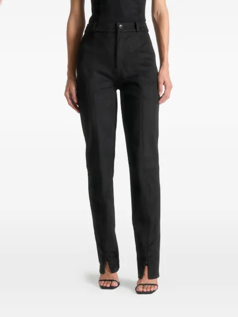 Manière De Voir suede straight leg trousers Black WMN3926