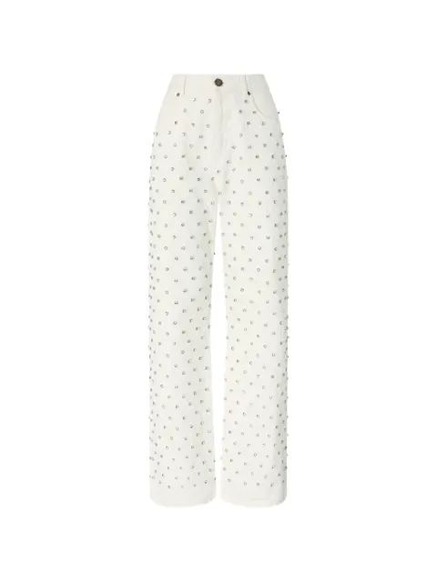PINKO stud-embellished wide-leg jeans Neutrals 101733A3D9