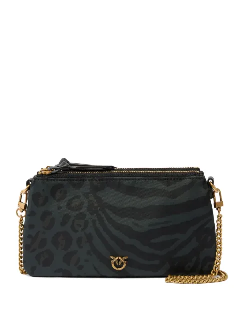 PINKO Double Bag Mini small crossbody bag in nylon with animal print Black 105359A35G