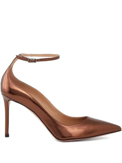 Aquazzura 85mm Love Affair pointed ankle strap pumps Brown LVAMIDP0SHOESP
