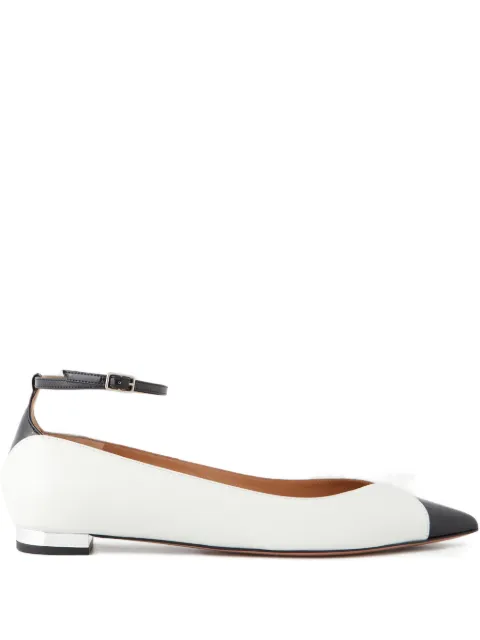 Aquazzura pointed ankle-strap ballet flats White PNOFLAA0CFNWHITEBLACK