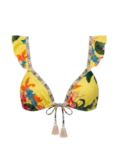 Del Maar Namaka floral-print ruffled bikini top Yellow DMAL49TOP