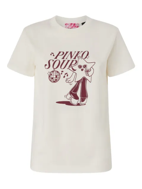 PINKO T-shirt with Pinko Sour disco star print Neutrals 105050A33O