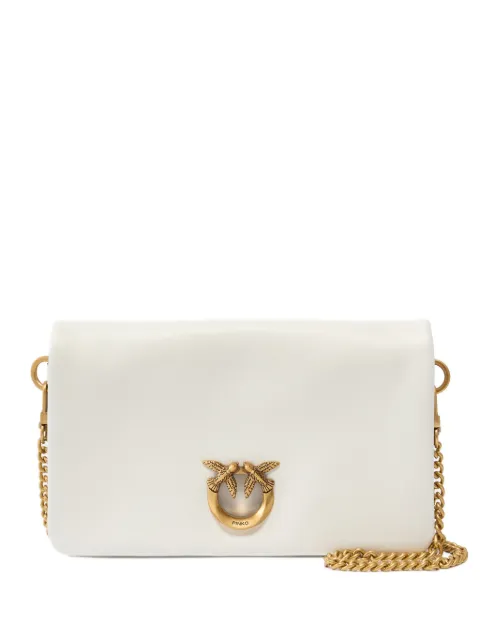PINKO Love Bag Click Soft Horizontal Mini small crossbody clutch in leather White 106023A0QO