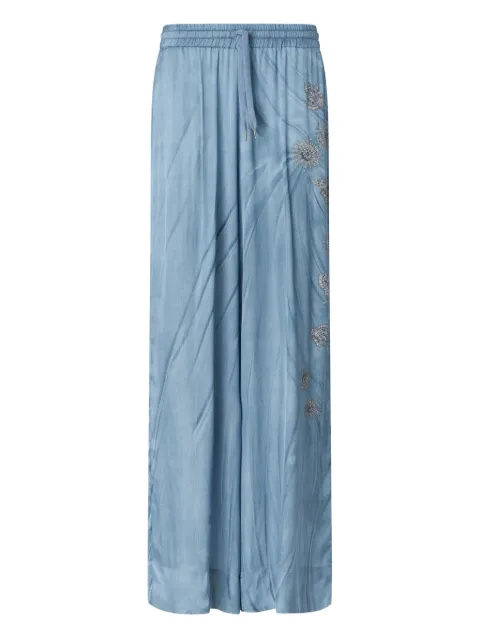 PINKO fluid trousers with placed jewel print Blue 106210A37N