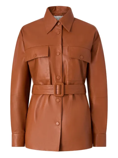 PINKO belted leather jacket Brown 106234A31Y