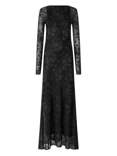 PINKO long dress with mesh and floral lace Black 106458A36C
