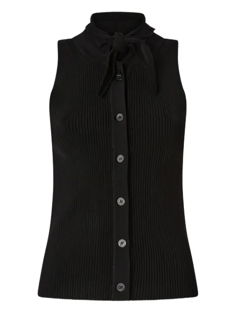 PINKO bow-tie button-down knitted blouse Black 106315A347