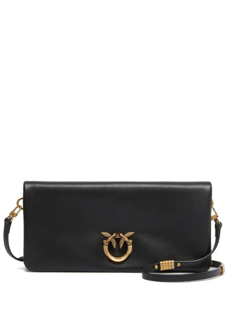 PINKO Love Bag Click Soft Horizontal medium crossbody clutch in leather Black 106022A0QO