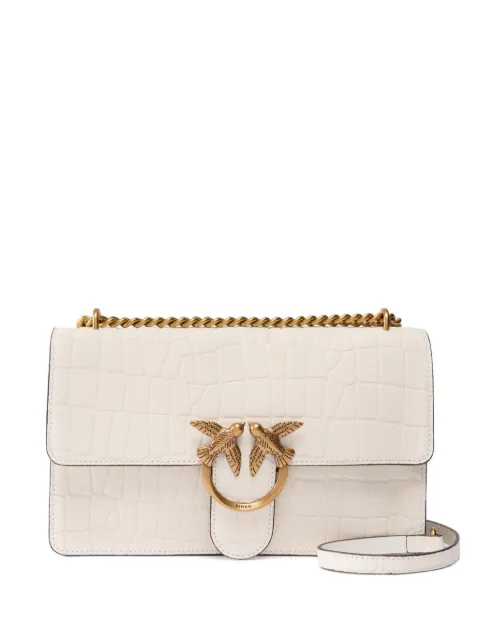 PINKO Love Bag One medium crossbody bag in crocodile-print leather Neutrals 100941A2YW