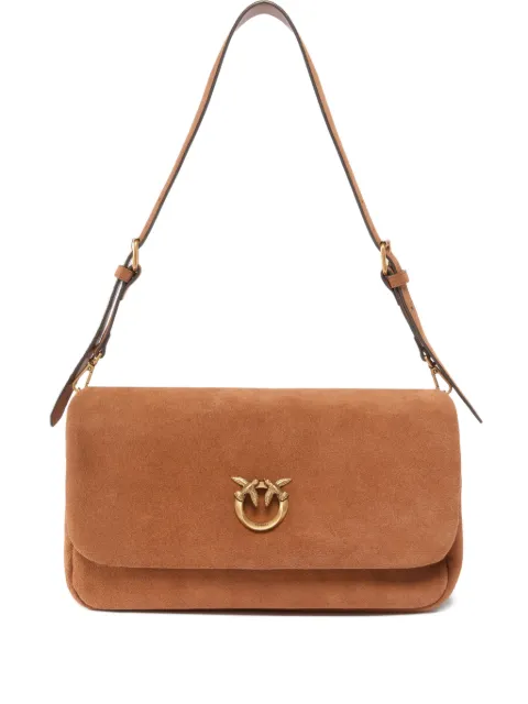 PINKO Love Bag Click Soft Horizontal Handle medium crossbody bag in suede Brown 106178A0F6