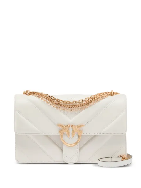 PINKO medium Love Bag One chevron chain leather shoulder bag White 106294A26Z