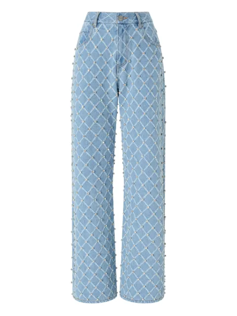 PINKO wide-leg jeans with diamond and rhinestone motif Blue 101733A32N
