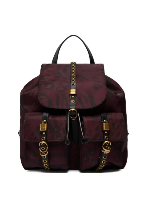 PINKO medium nylon backpack with animal print Red 106051A35G