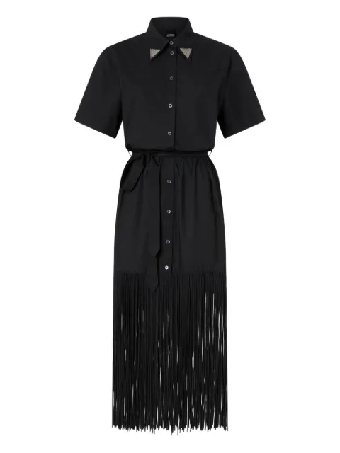 PINKO long shirt dress with fringing and metallic details Black 106827A2LD