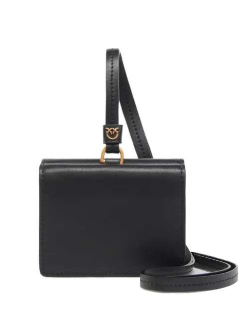 PINKO compact leather wallet with wristlet Black 106208A0F1